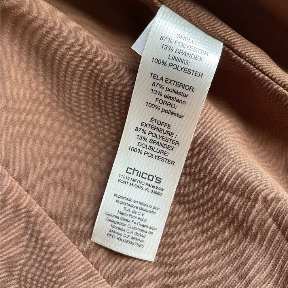 Chicos Brown Faux Leather Grommet Detail Jacket Large Casual Neutral Minimalist‎ - Picture 6 of 9